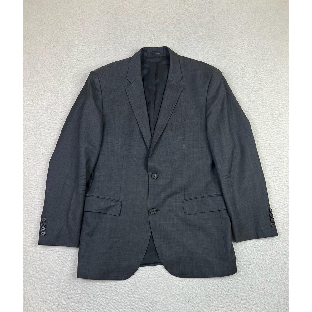 Hugo Boss Mens 40R Charcoal Wool Suit Jacket Sport Coat 2 Button Notch Lapel